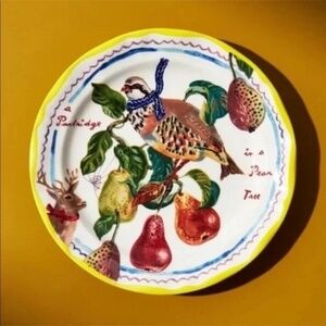 NWT Anthropologie Nathalie Lete 12 Days Christmas Partridge Tree Dessert Plate